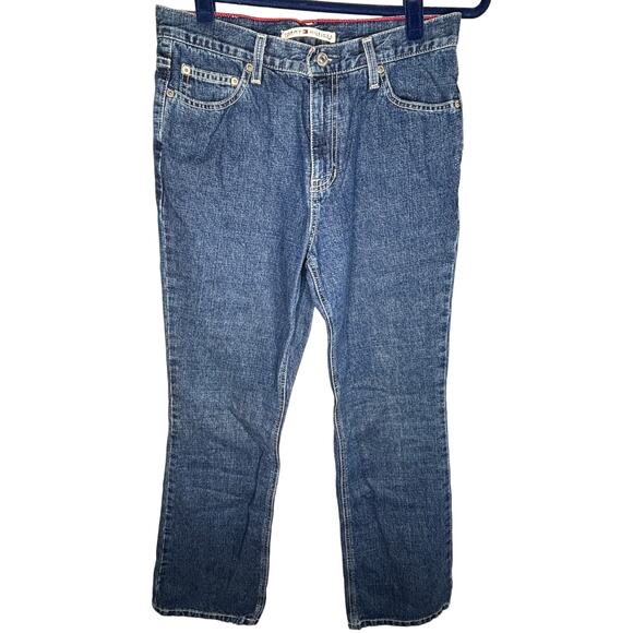 Tommy Hilfiger Jeans Womens 30x31 Mid-Dark Wash 10" Inseam Back Pocket Logo - Picture 1 of 7